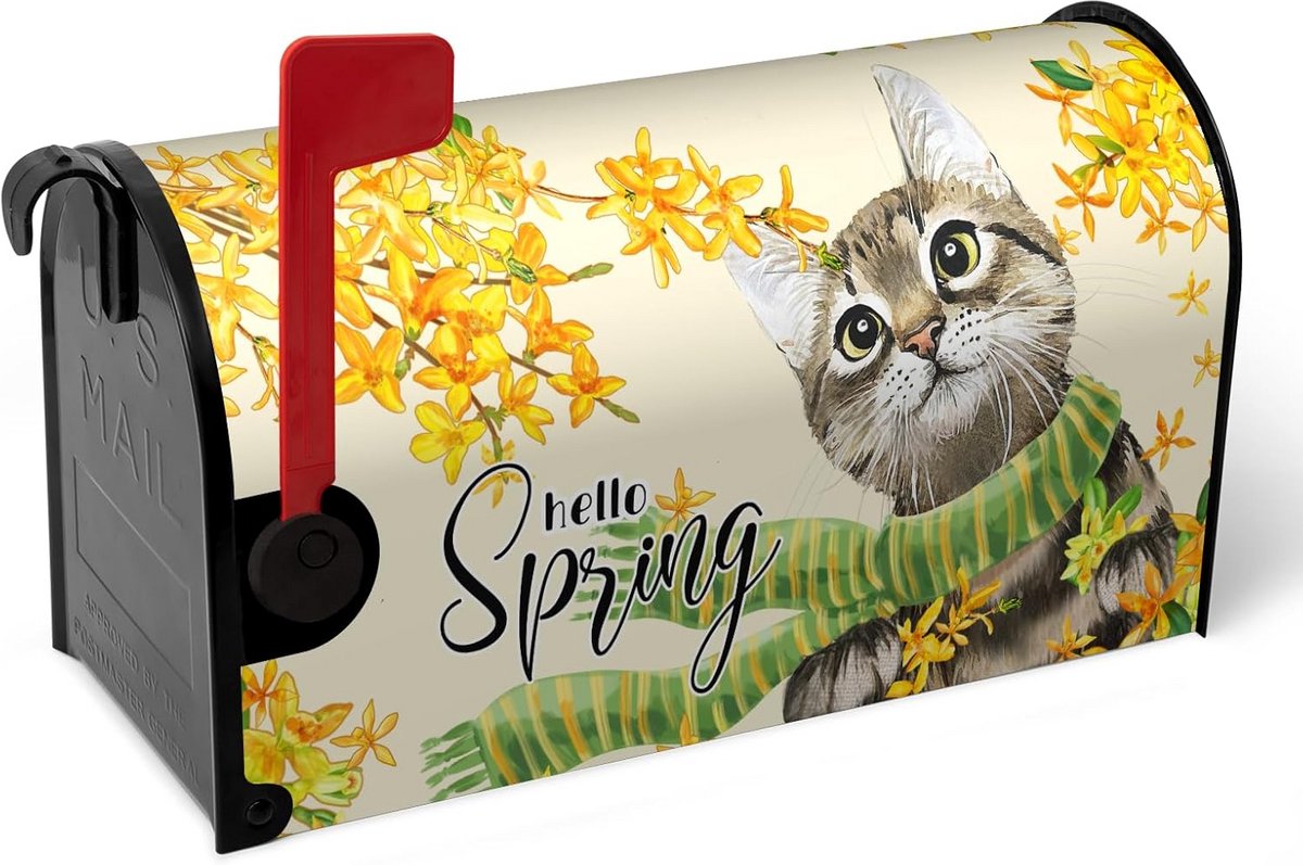 Magnetische Brievenbushoezen Groot Formaat met Gouden Bloemen en Kat voor Tuin en Boerderij
