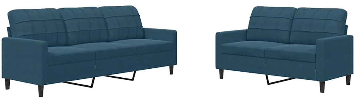 vidaXL - 2-delige - Loungeset - met - kussens - fluweel - blauw