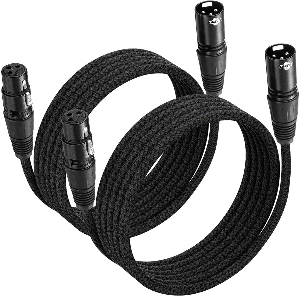 2-Pack XLR Microfoonkabel 3 Meter M/V Nylon Gevlochten voor Studio en Live Gebruik