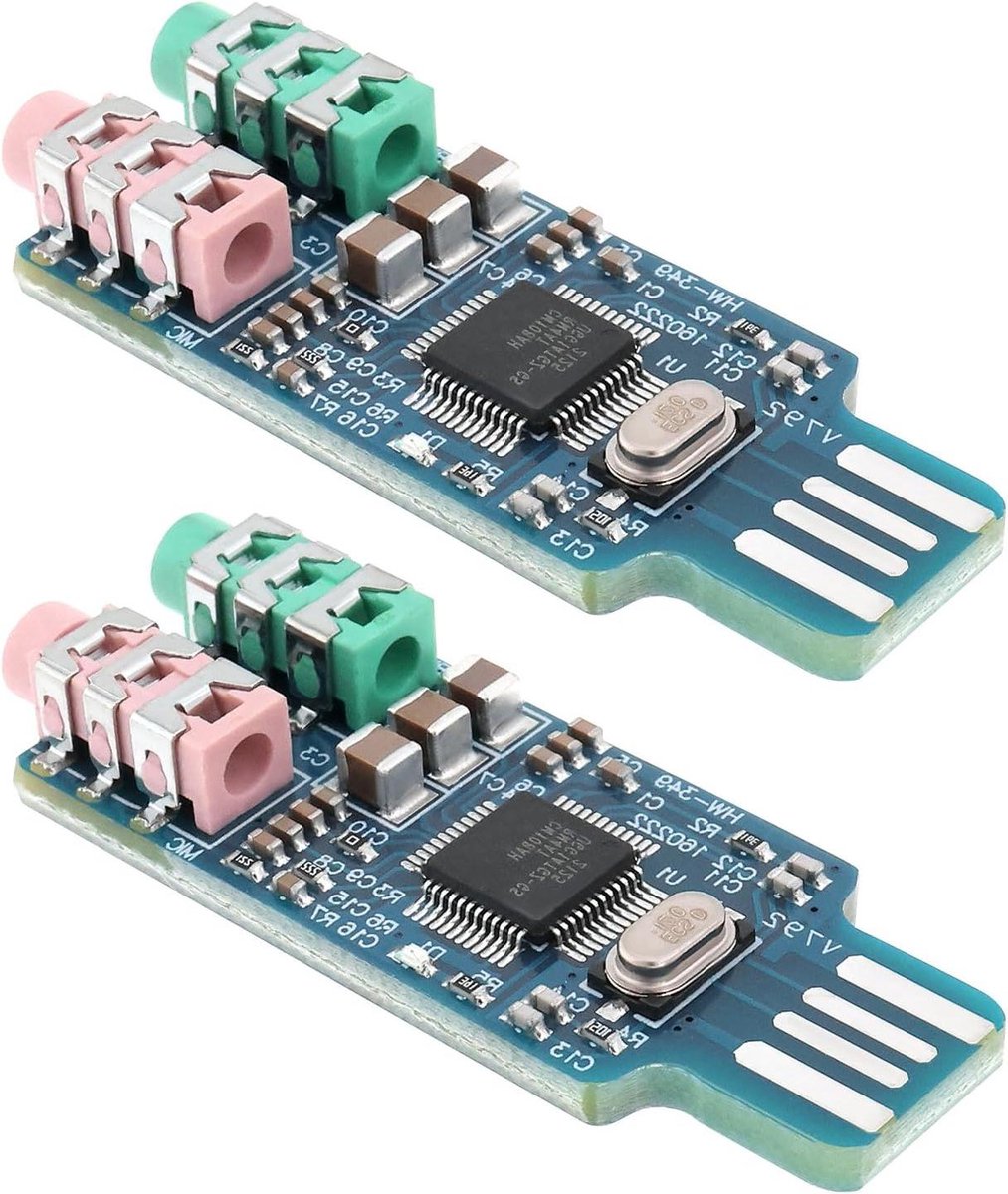 Allecto - Externe Geluidskaart - Laptop Computer - USB Geluidskaart - Stereo - Crystal Geluidskaart - Geschikt voor 2 stks CM108 - Drive Gratis Geluidskaart - Handige Geluidskaart - 49x19x8mm