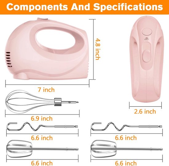 Krachtige Elektrische Handmixer Roze - 5 Snelheden & Complete Accessoireset — afbeelding 5