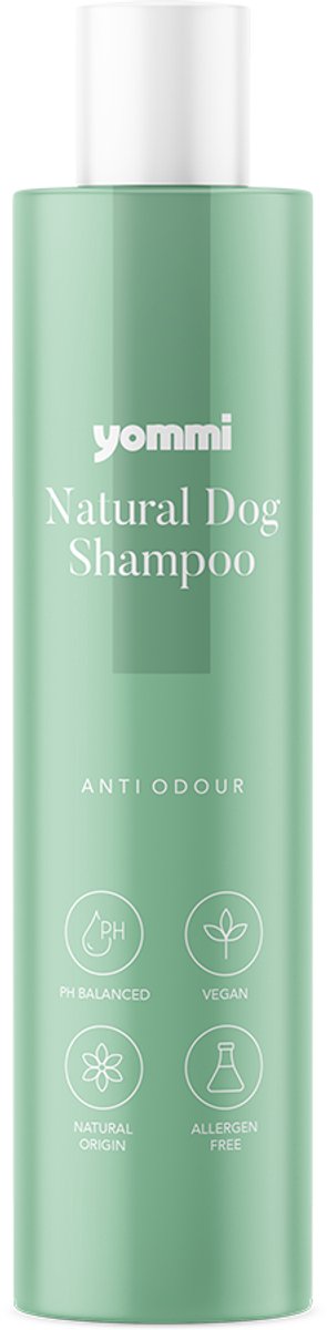 Yommi Honden Natural Dog Shampoo Anti Odour 250ml - sterke hondengeur na wandelen - hardnekkige geuren effectief te neutraliseren zonder de huid uit het drogen - vacht fris - natuurlijke reiniging - Vegan - alle vachttypes - natuurlijk ruikend