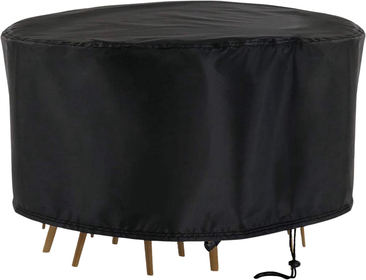 Tuinmeubelhoes Rond Waterafstotend - 180 cm x 90 cm - Zwart - Beschermhoes voor je Tuinset - Tuinmeubelbeschermhoes