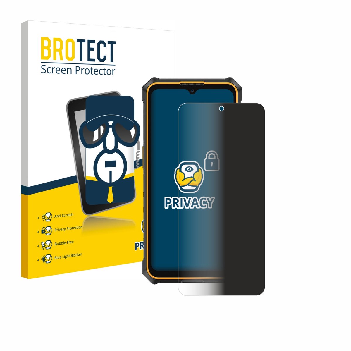 BROTECT - privacy screenprotector voor Ulefone RugKing 3 Pro - Folie Beschermfolie Blauwlichtfilter