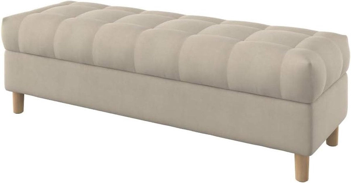 Knooploze zitbank met gestroomlijnd bovenstuk en opbergfunctie - 140 cm - Majestic Velvet Beige