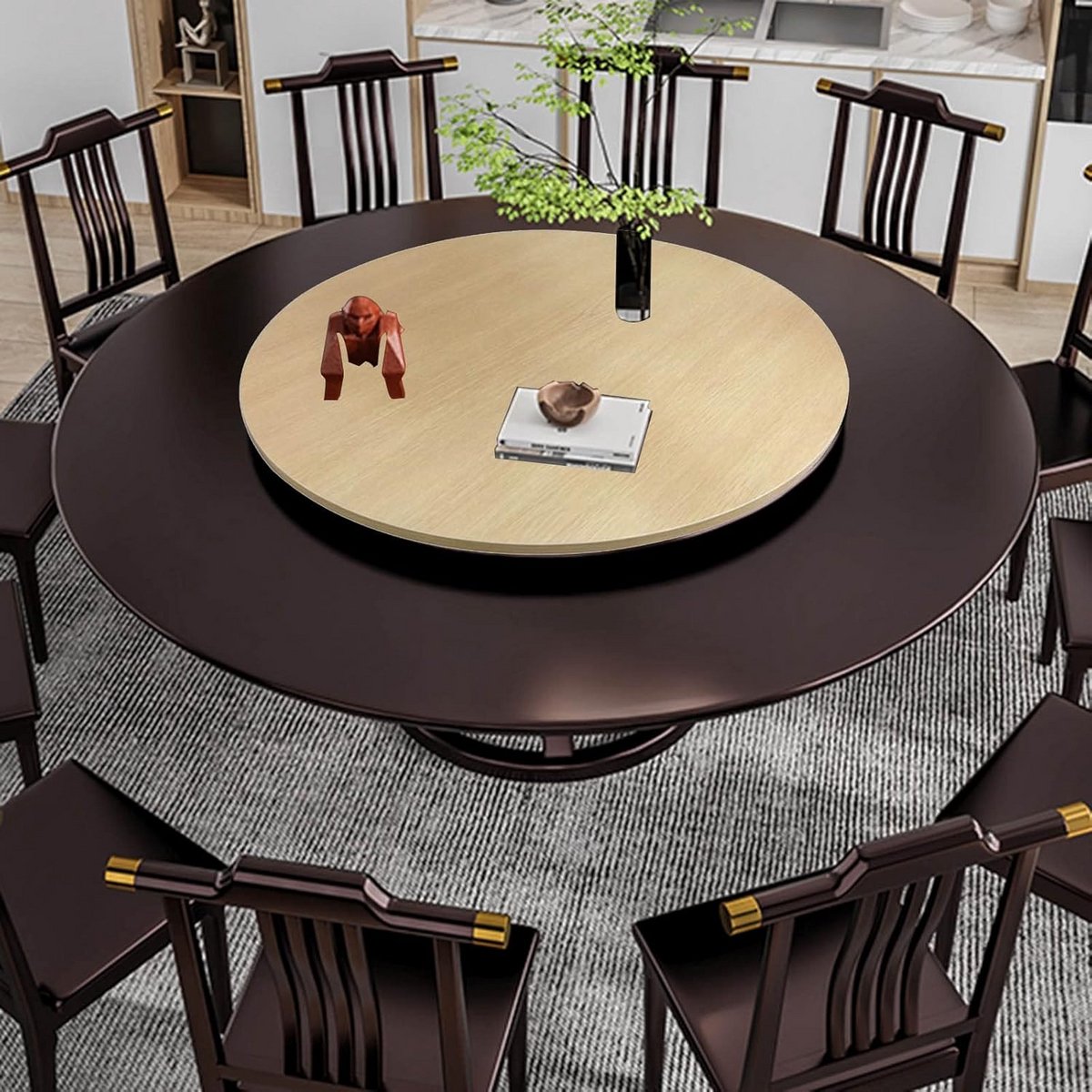 Ronde Houten Draaiplateau voor Eettafel en Keukenorganizer