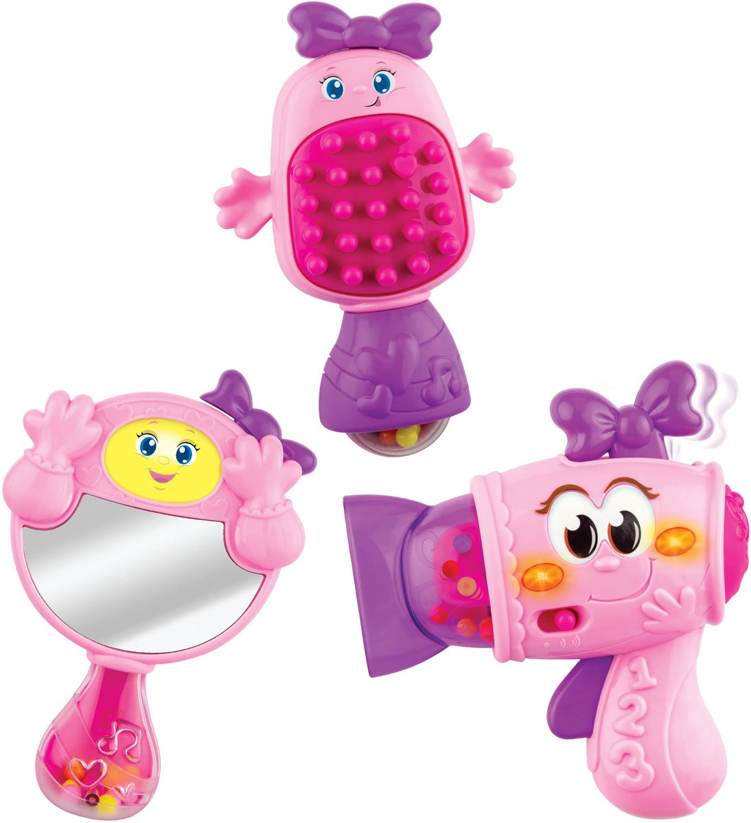 WINFUN Fashion Tot Beauty Gift Set met geluid en licht, inclusief spiegel, haardroger en haarborstel