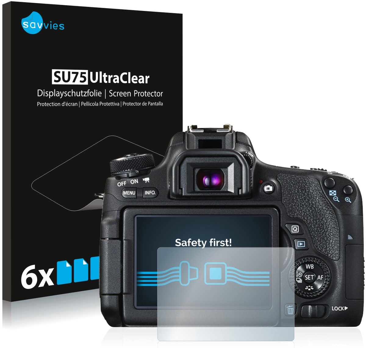 Savvies - Screenprotector voor Canon EOS 760D - Folie Beschermfolie transparant 6 Stuks