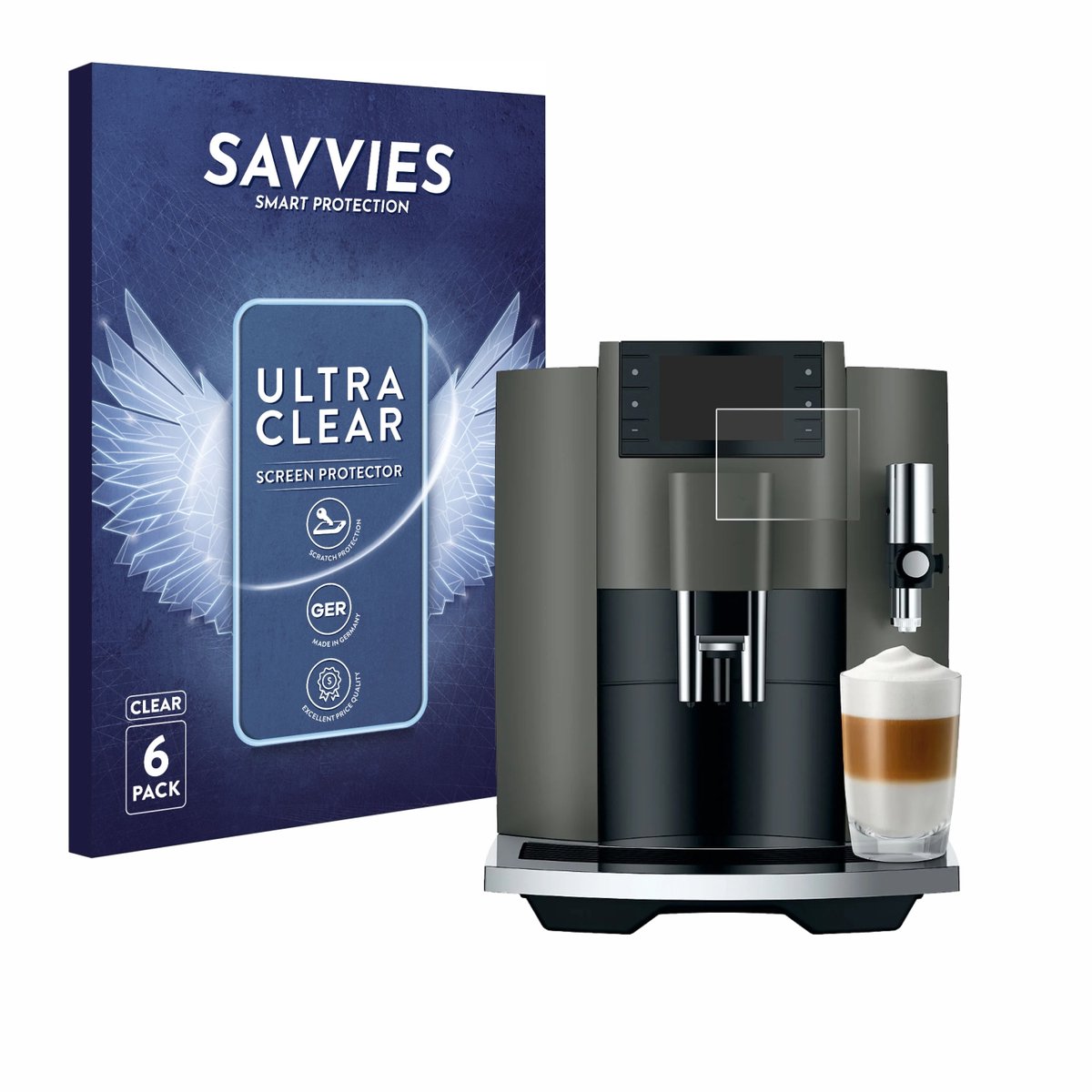 Savvies - Screenprotector voor Jura E8 (EC) - Folie Beschermfolie transparant 6 Stuks