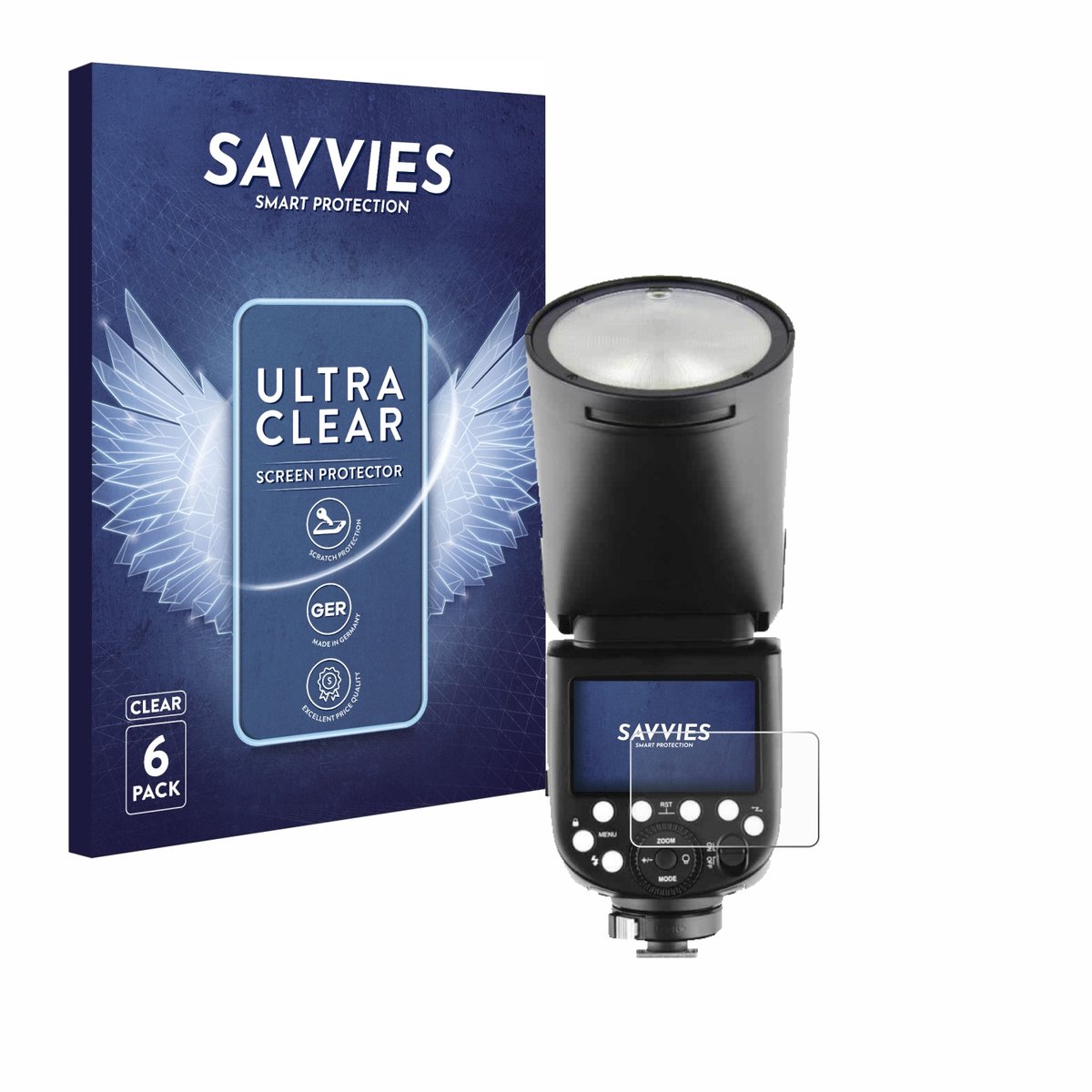 Savvies - Screenprotector voor Godox V1 - Folie Beschermfolie transparant 6 Stuks