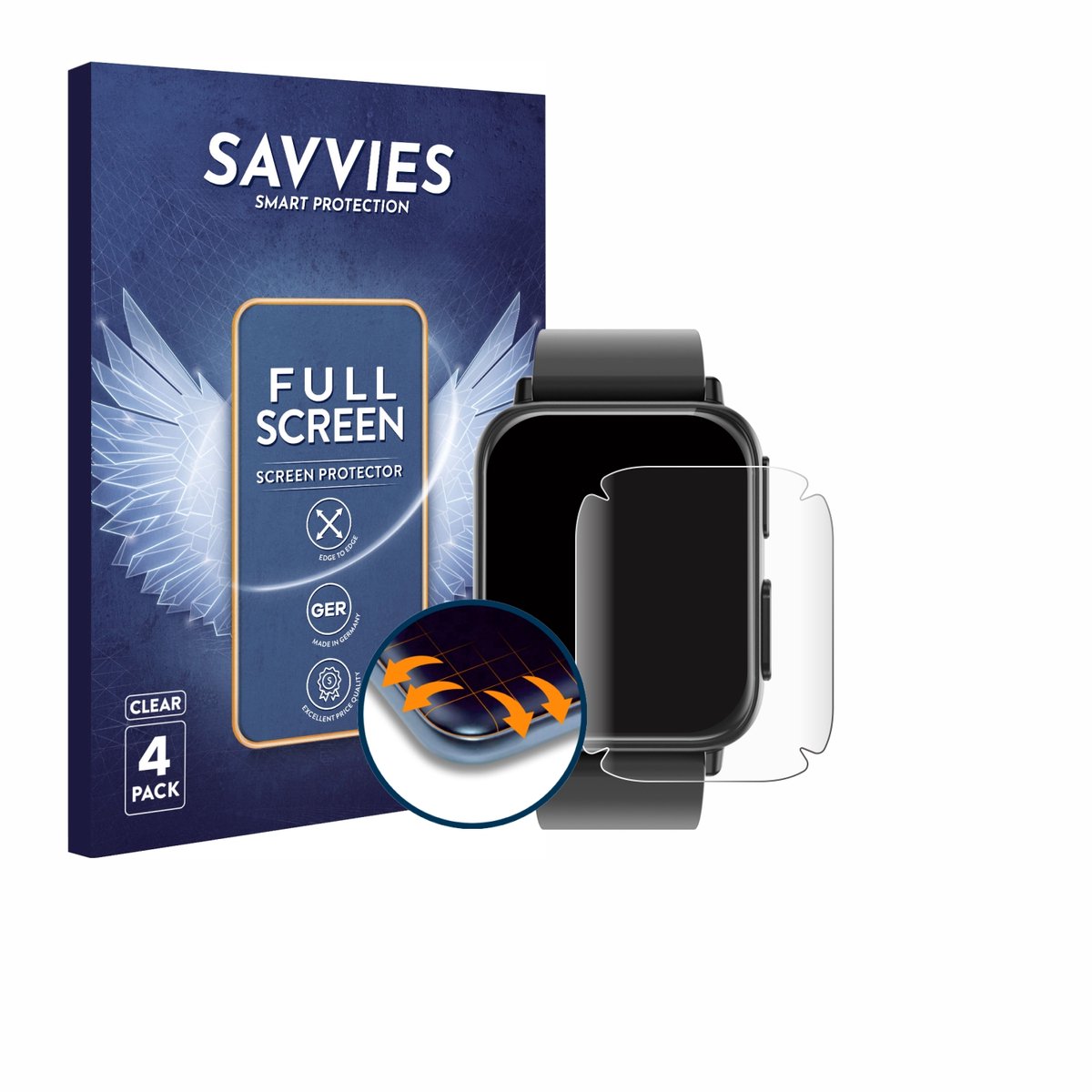 Savvies - Screenprotector voor Kardena Care Plus 2 - Folie Beschermfolie transparant volledig dekking 4 Stuks