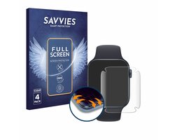 Savvies - Screenprotector voor Apple Watch SE 2022 (44 mm) - Folie Beschermfolie transparant volledig dekking 4 Stuks