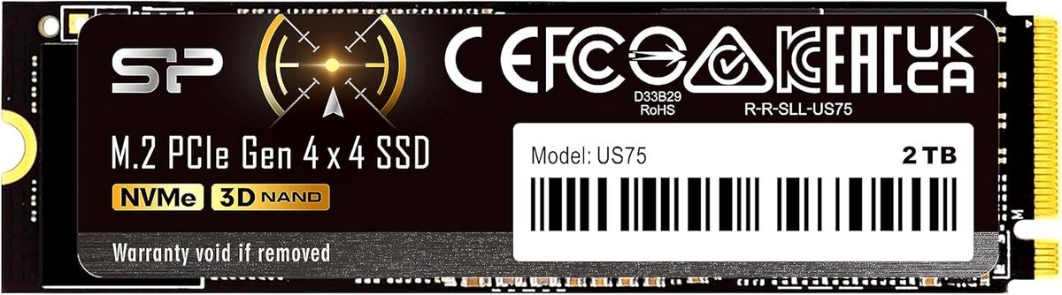 2TB NVMe PCIe Gen 4x4 SSD 7000 MB/s Interne Opslag