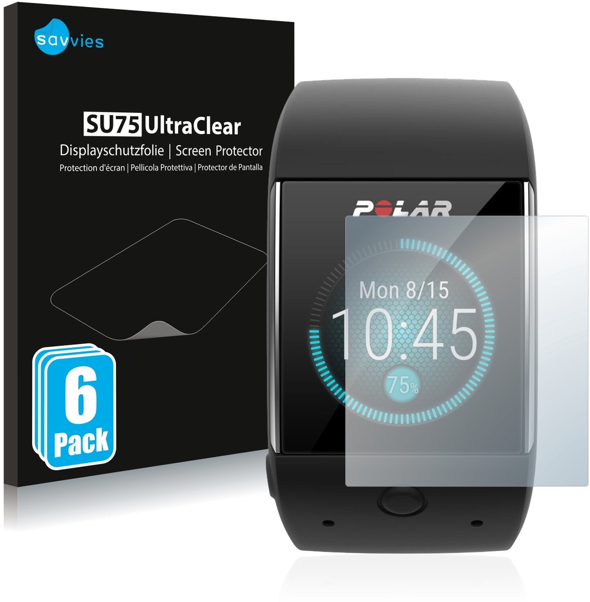 Savvies - Screenprotector voor Polar M600 - Folie Beschermfolie transparant 6 Stuks