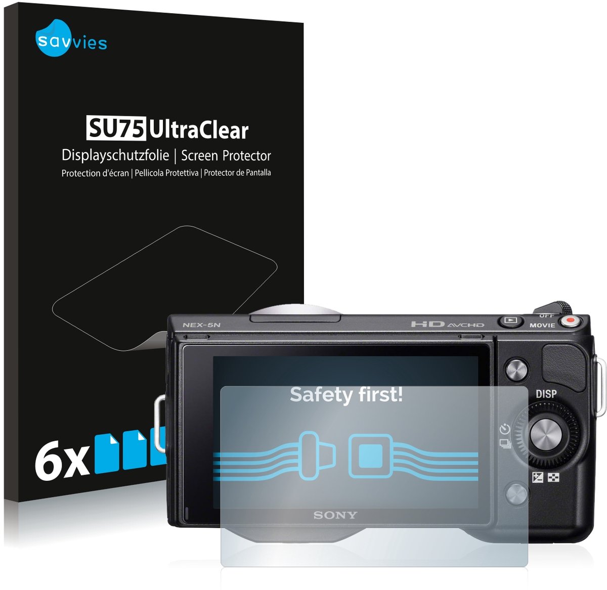 Savvies - Screenprotector voor Sony Alpha NEX-5N - Folie Beschermfolie transparant 6 Stuks