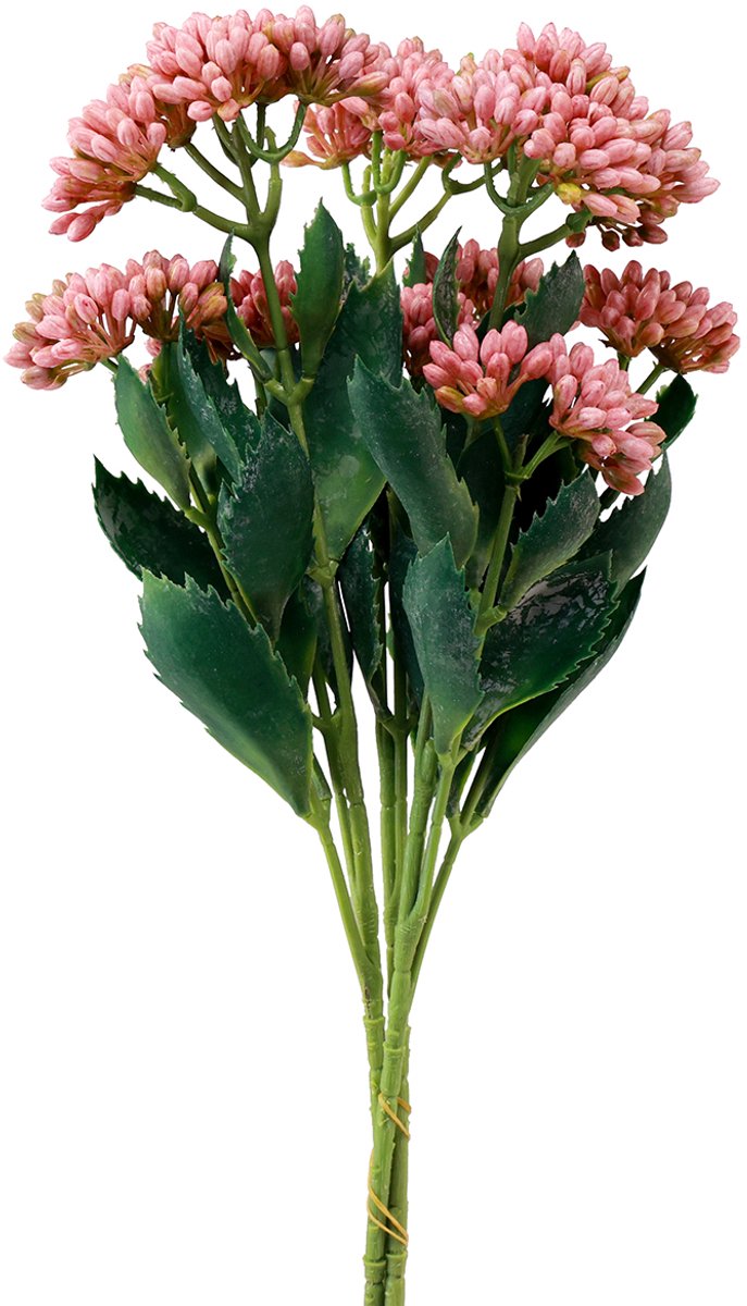 Viana Kunstvetkip Sedum Muurpeper bloeiend roze 47cm 3st
