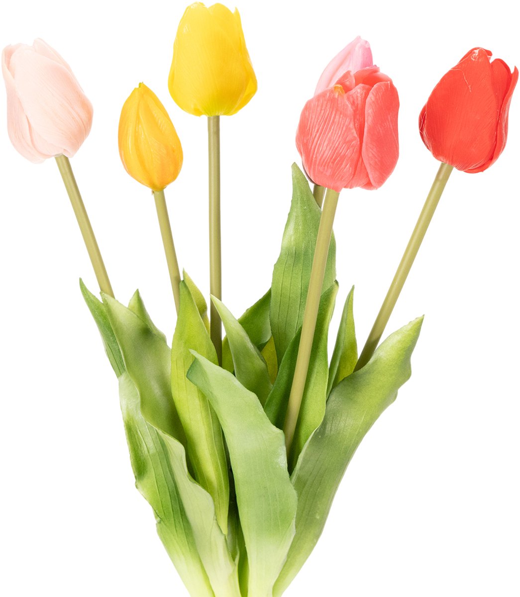 Viana Kunstmatig tulpenboeket, kleurrijk, realistische decoratie, hoge kwali veelkleurig