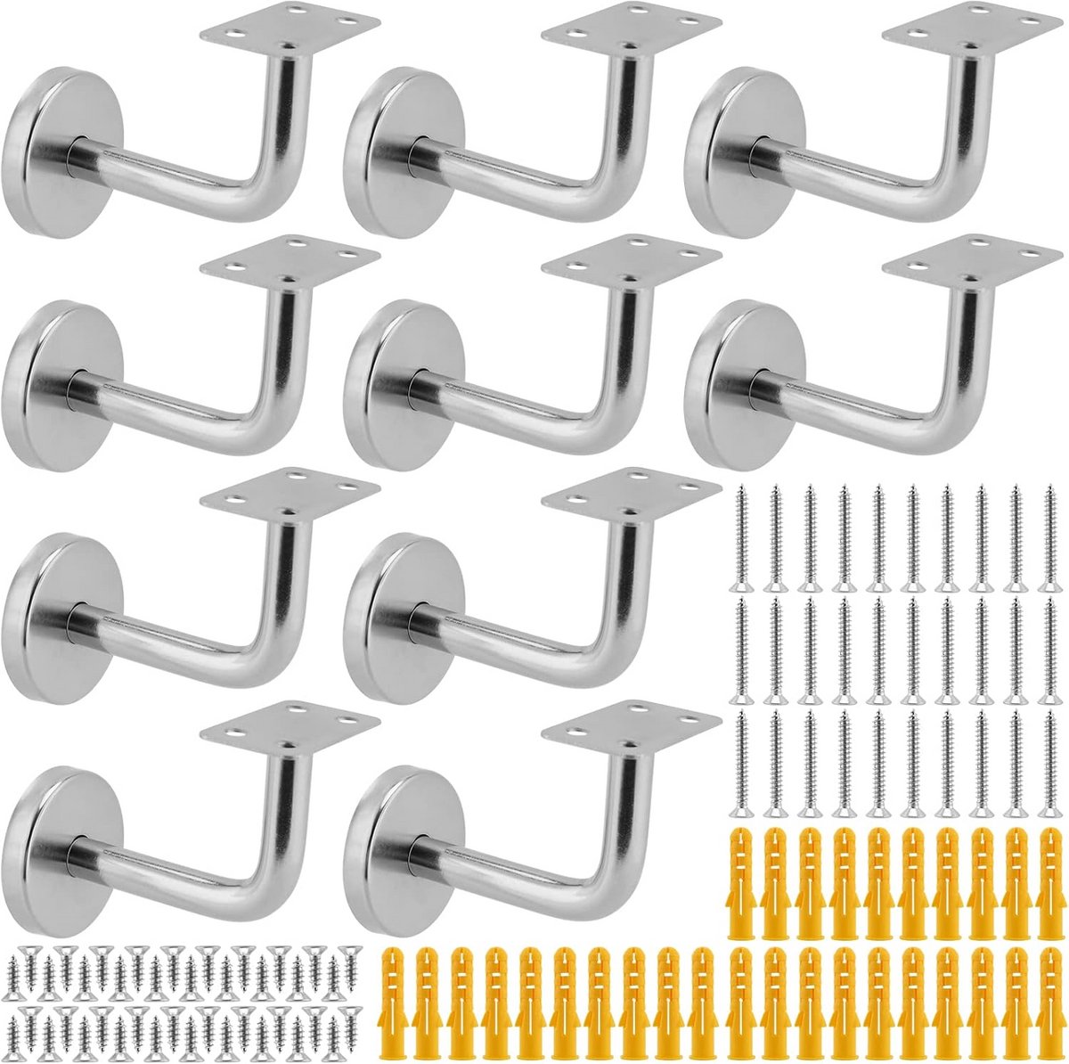 10x RVS Trapleuningbeugels - Zware Wandmontage Steun voor Trap- en Handrails