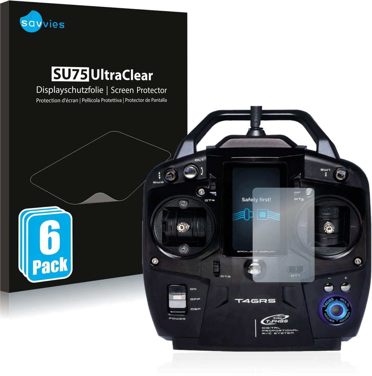 Savvies - Screenprotector voor Futaba T4GRS - Folie Beschermfolie transparant 6 Stuks