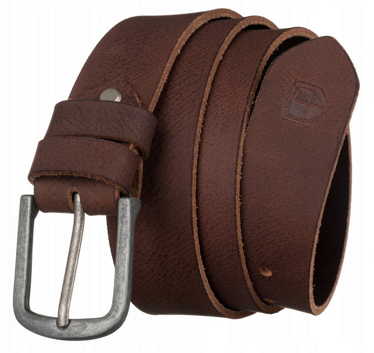Peterson - Luxe Heren Riem - Breed Model - Echt Rundleer - Bruin - Matte Zilveren Gesp - Duurzame Cadeauverpakking