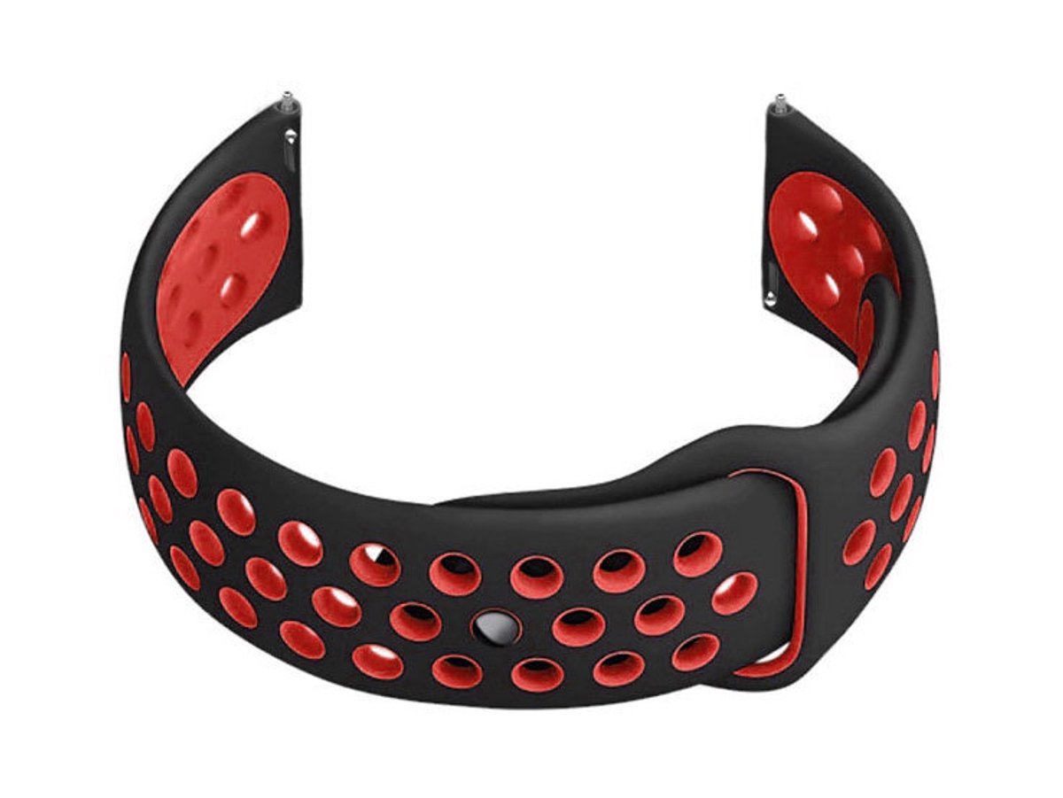 Zwarte-rode rubberen smartwatch band 22mm voor U11