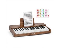 VEVOR Kinderkeyboard, 37 Toetsen, Digitale Houten Piano voor Kinderen Vanaf 3 Jaar, Mini-Muziekinstrument met Realistisch Geluid, Dubbele Voeding, Regelbaar Volume, Vroege Muzikale Educatie, Walnoot