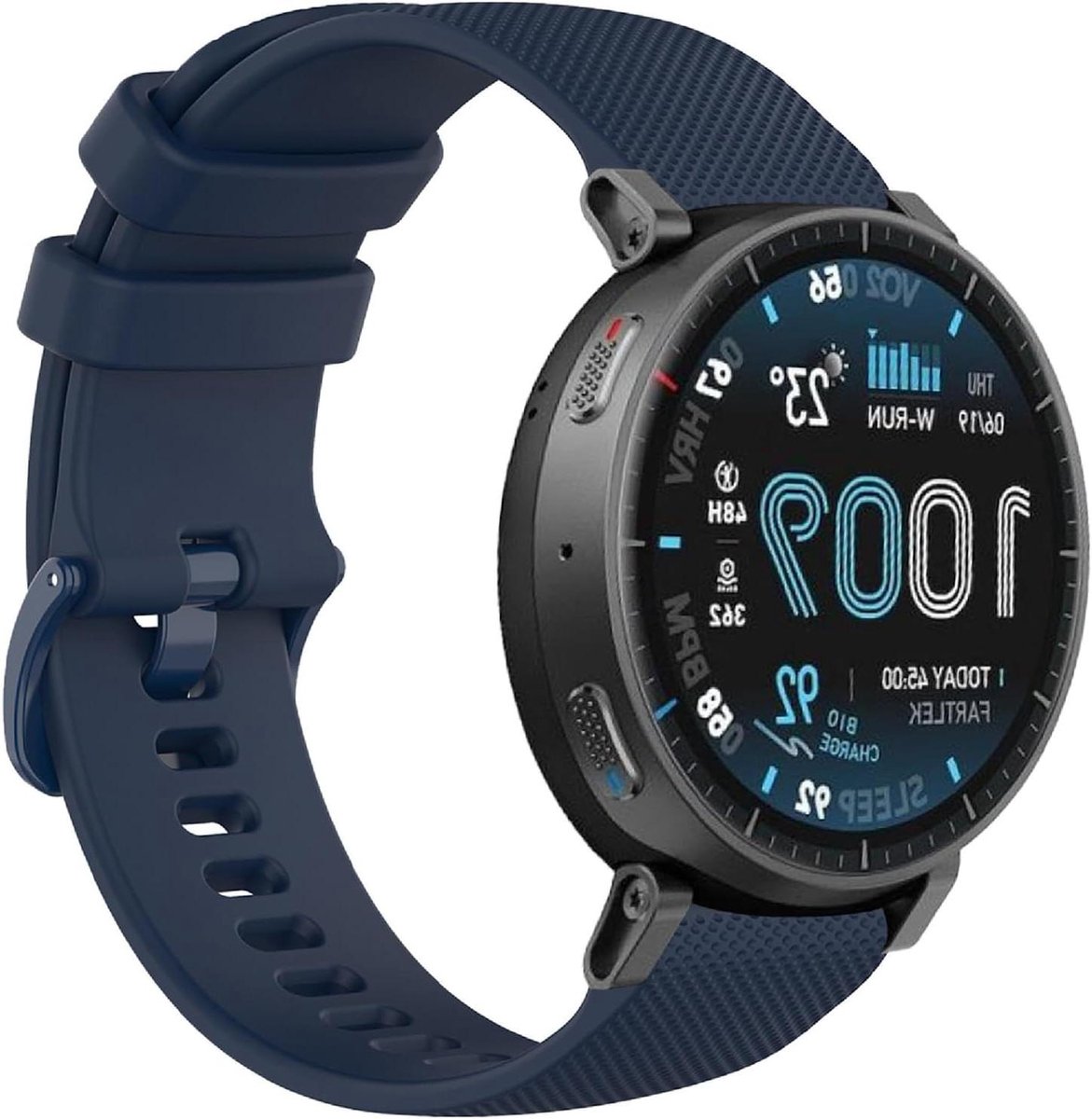 Allecto- Zacht Siliconen Horlogeband Vervanging - Bandbreedte 22mm - Amazfit - Horlogeband - Ademend - Geschikt voor - Zwart Rolex model 22mm band compatibel met Amazfit Active Max, zachte siliconen horlogeband vervanging slijtvast ademend.