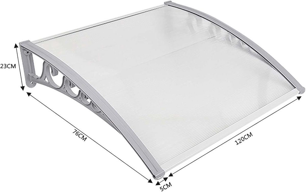 Door Luifel voor Buitendeur en Raam Transparant Grijs 80x120cm