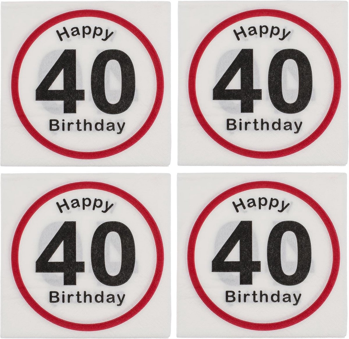 Set servetten 3-laags 33x33 cm voor verjaardag 40 jaar (4 stuks)