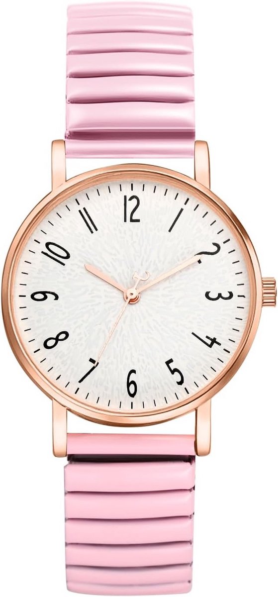 Dames Horloge met Elastische Band en Grote Wijzerplaat: Analoog Quartz