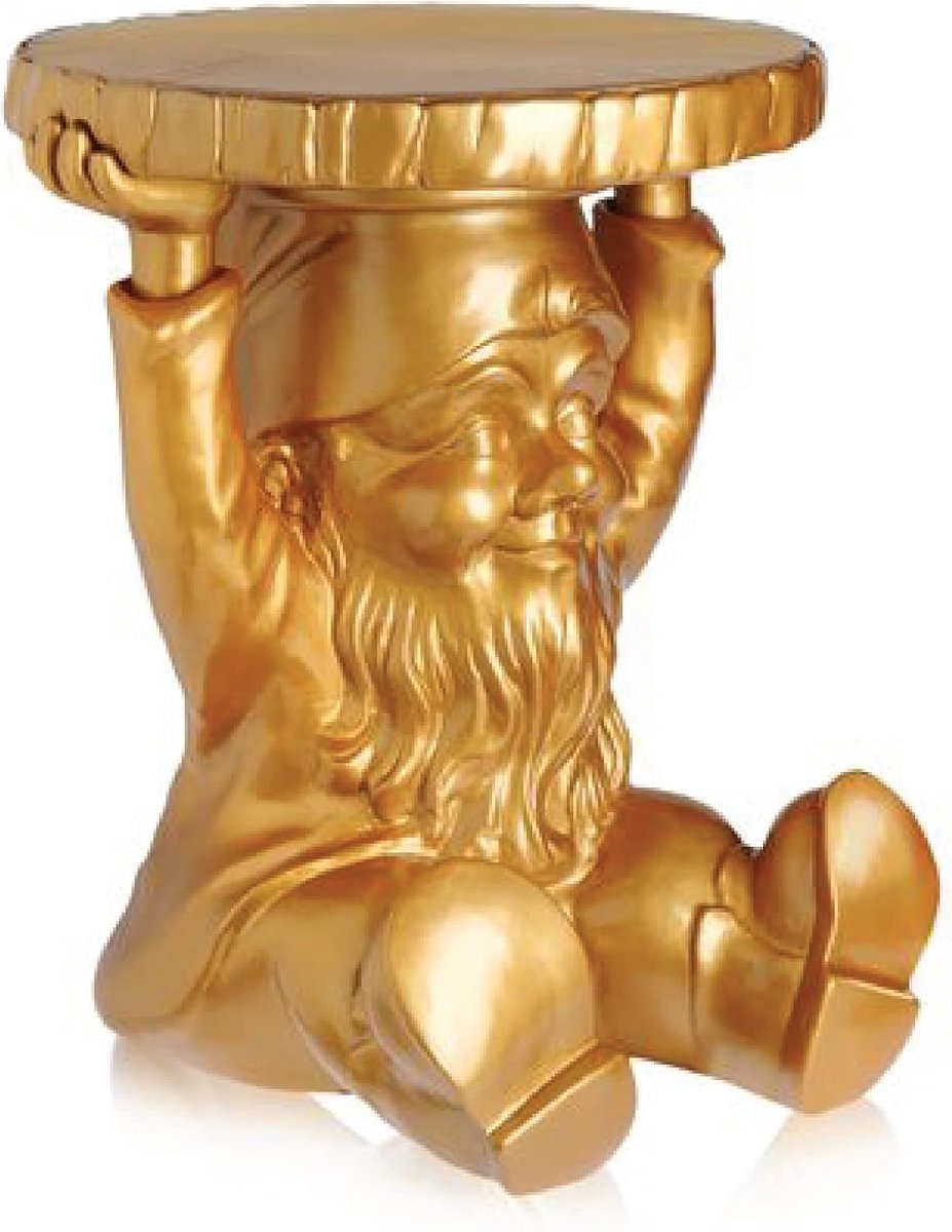Design Kruk Tuinkabouter Goud Kleur Thermoplastisch Kunststof