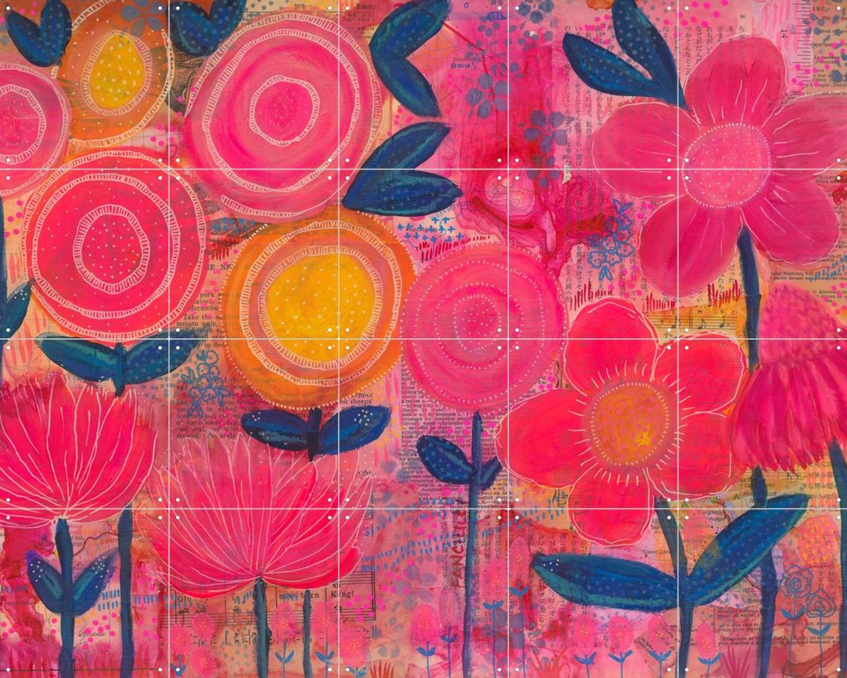 IXXI Ruby, Yvette Fanciulli - 100 x 80 cm - Gratis ophangtool - Grote wanddecoratie en posters - Kleurrijk, Bloemen