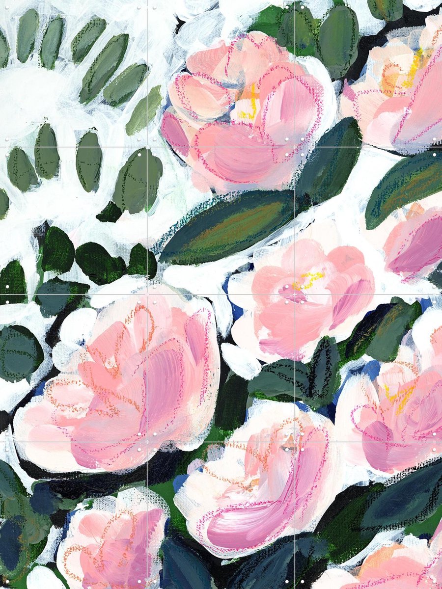 IXXI Pink Blooms, Green Barn Studio - 60 x 80 cm - Gratis ophangtool - Grote wanddecoratie en posters - Kleurrijk, Bloemen