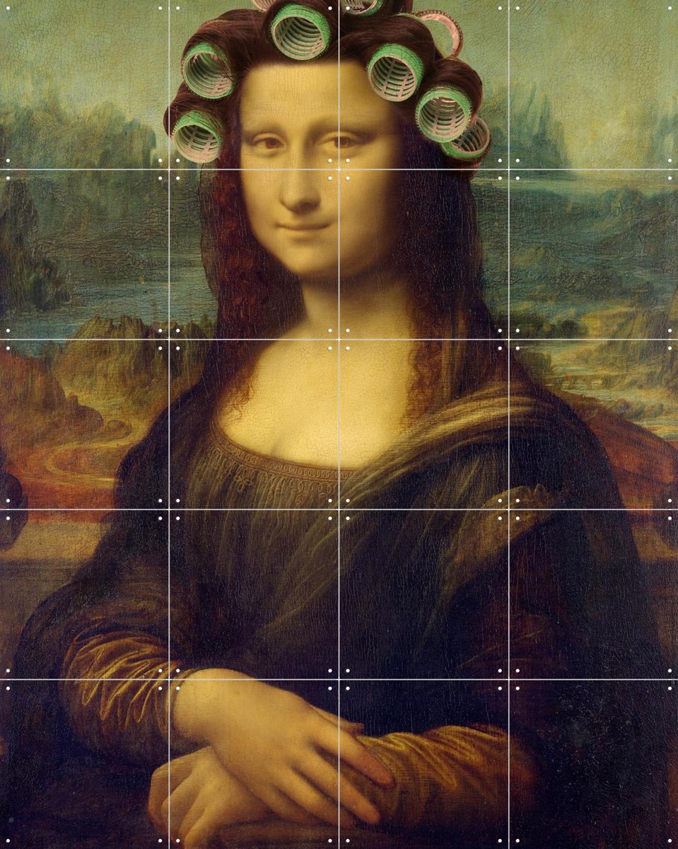 IXXI Mona Lisa - the curly girly edition, Marja van den Hurk - 80 x 100 cm - Gratis ophangtool - Grote wanddecoratie en posters - Grafisch Ontwerp