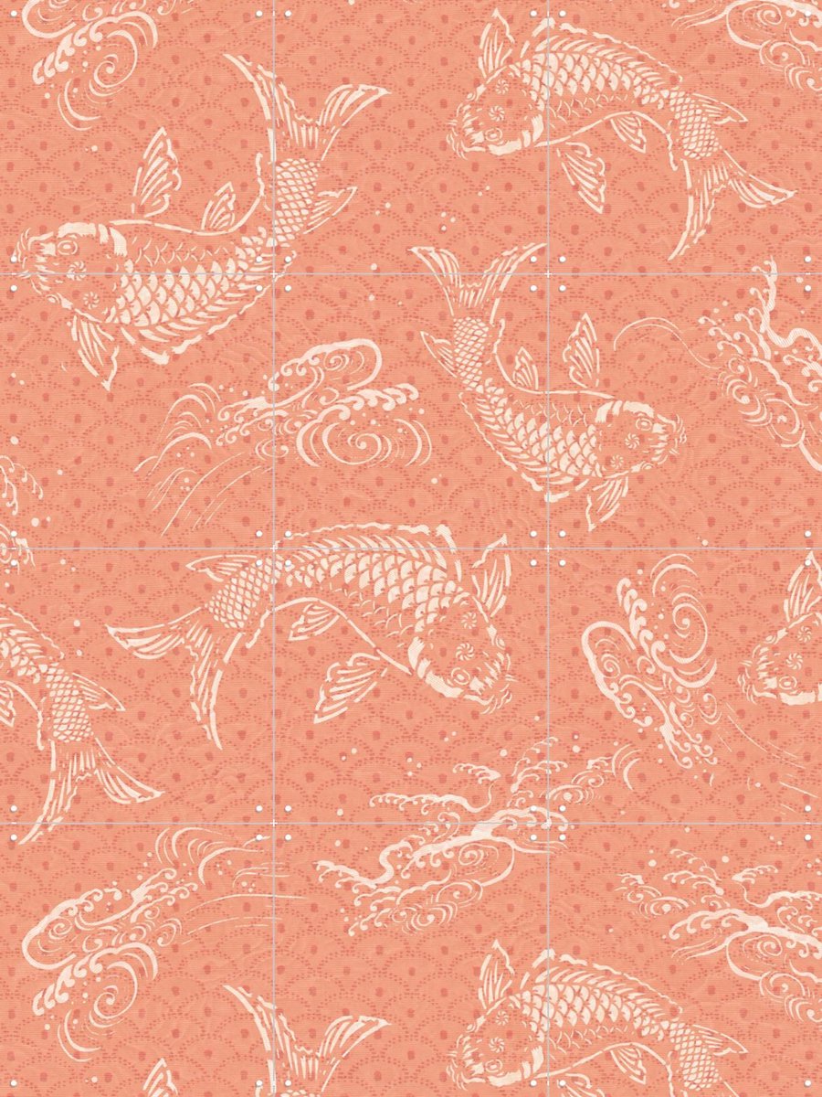 IXXI Peach Fuzz Koi Fish, Bloomery Decor - 60 x 80 cm - Gratis ophangtool - Grote wanddecoratie en posters - Kleurrijk,