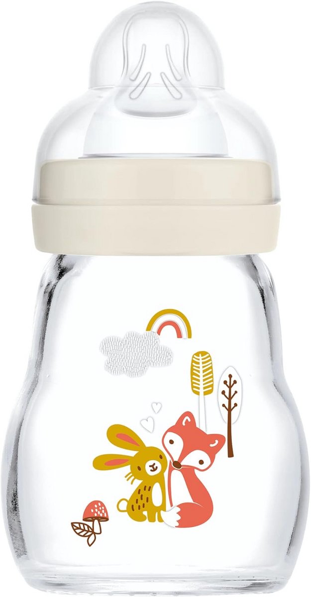 Glazen babyfles 170 ml met langzame drinktuit voor pasgeborenen