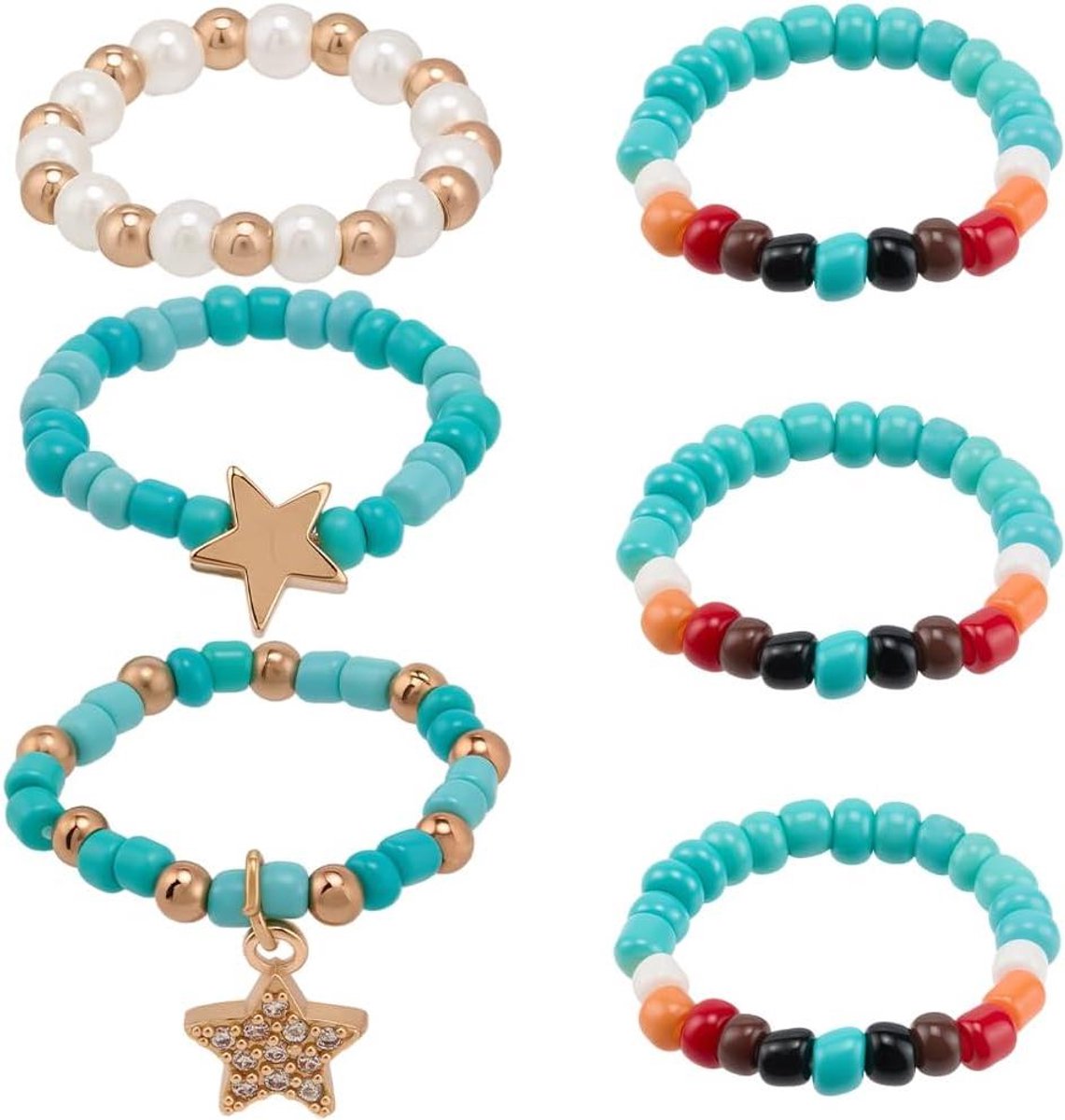 Allecto - Horloge Band Charms - Kralen - Stretchy - Blauw - Leuke Decoratieve Ringen - Loops - Ster Boho - Glas Sieraden - Smartwatch Band - Diamant Ornament - Accessoires - Geschikt voor - 38-40-41-42-44-45-49Mm