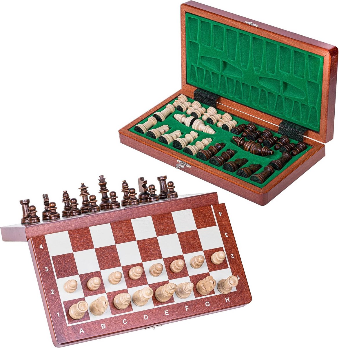 Houten Schaakspel Magnetisch 27x27 cm - Handgeschilderd Bord en Magnetische Stukken