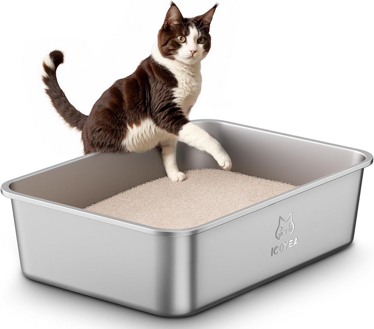 XXL Open Kattenbak van Roestvrij Staal - Eenvoudig Schoon te Maken