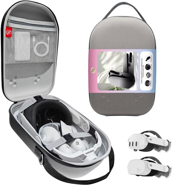 Frostcases - Case - Draagtas Geschikt voor Meta Oculus Quest 3 & 3S - Bescherm / Opbergtas Tas / Koffer - Schokbestendig en Waterafstotend - Grijs