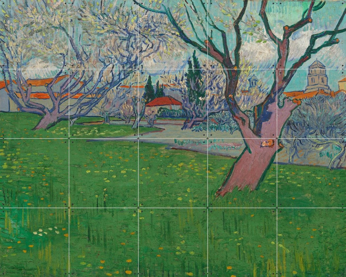 IXXI Bloeiende boomgaarden, gezicht op Arles (1889), Vincent van Gogh (1853 - 1890) & Van Gogh Museum - 100 x 80 cm - Gratis ophangtool - Grote
