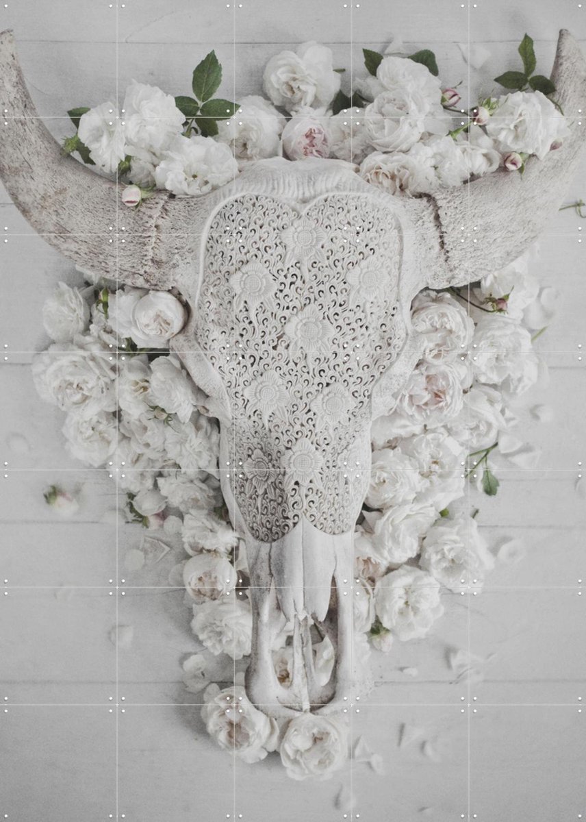 IXXI Bohemian Skull, STUDIO HANNAH LEMHOLT - 100 x 140 cm - Gratis ophangtool - Grote wanddecoratie en posters - Klassiek, Fotografie,