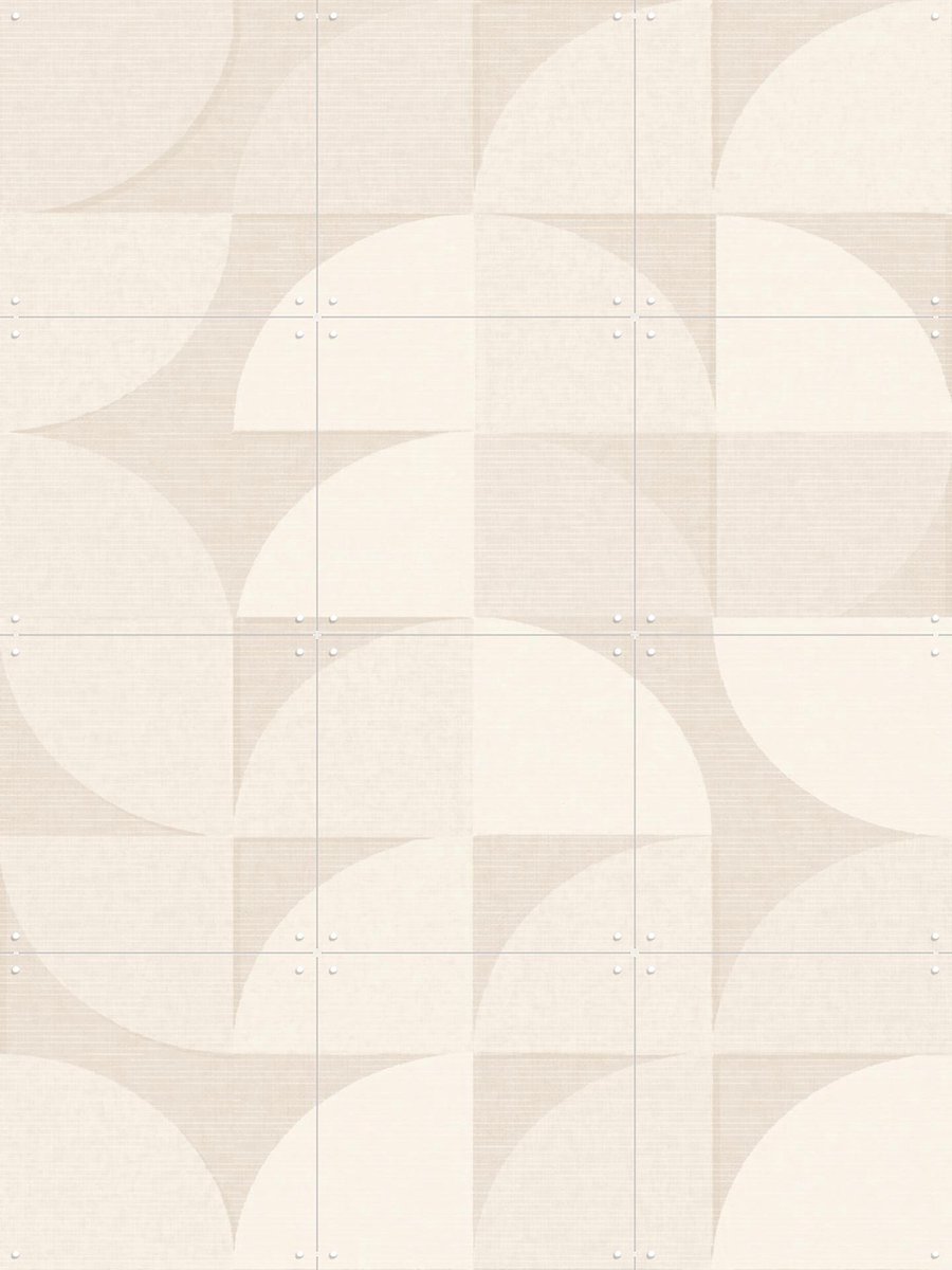 IXXI Mid century retro geometry - ivory, Bloomery Decor - 60 x 80 cm - Gratis ophangtool - Grote wanddecoratie en posters - Geometrische Kunst