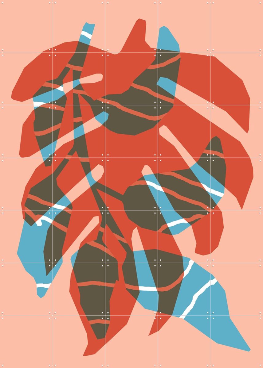 IXXI Leaves II, Studio Turbo - 100 x 140 cm - Gratis ophangtool - Grote wanddecoratie en posters - Geometrische Kunst, Illustraties, Digitale Kunst