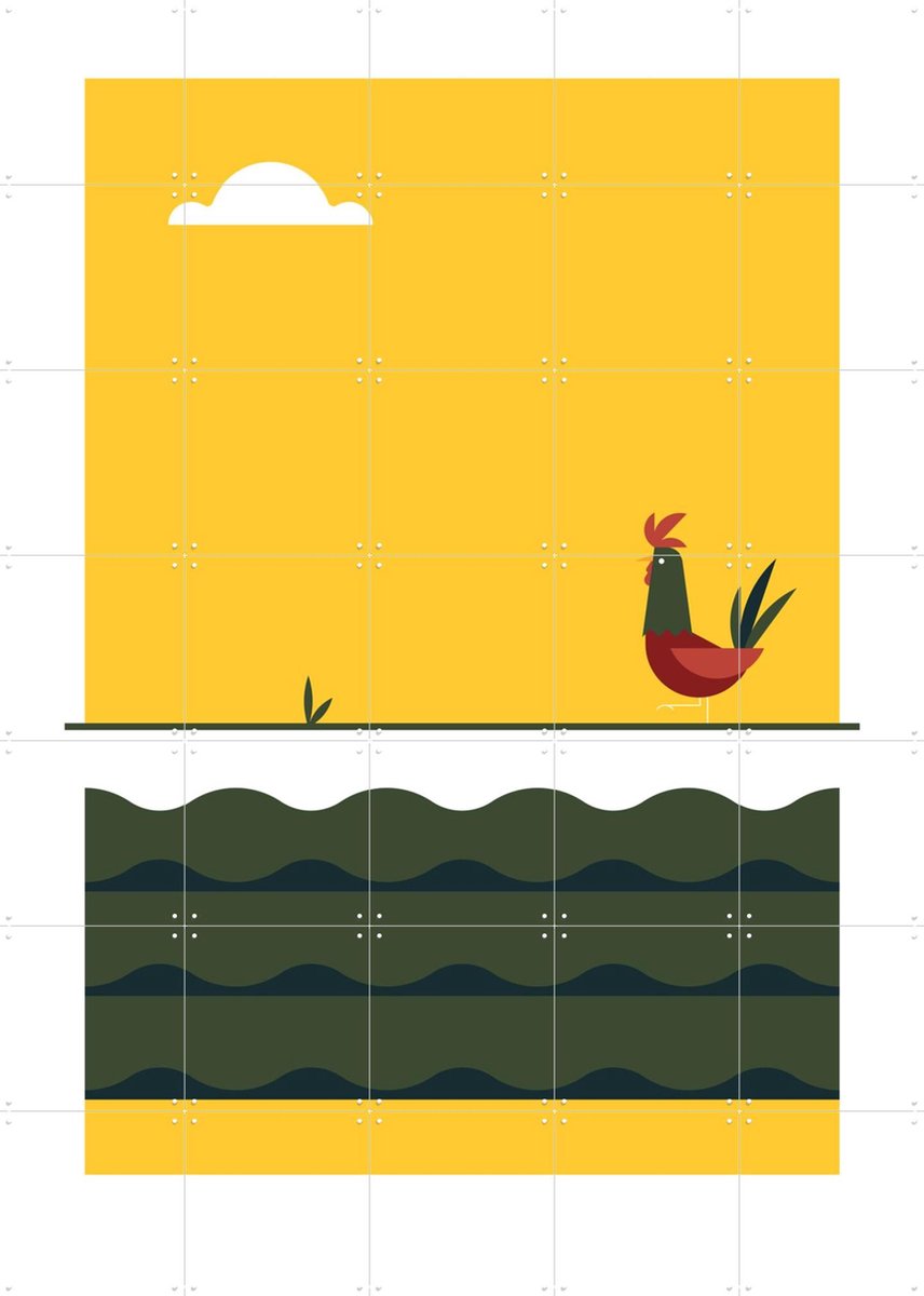IXXI The Big 5 - rooster, Studio Kars + Boom - 100 x 140 cm - Gratis ophangtool - Grote wanddecoratie en posters - Geometrische Kunst, Grafisch