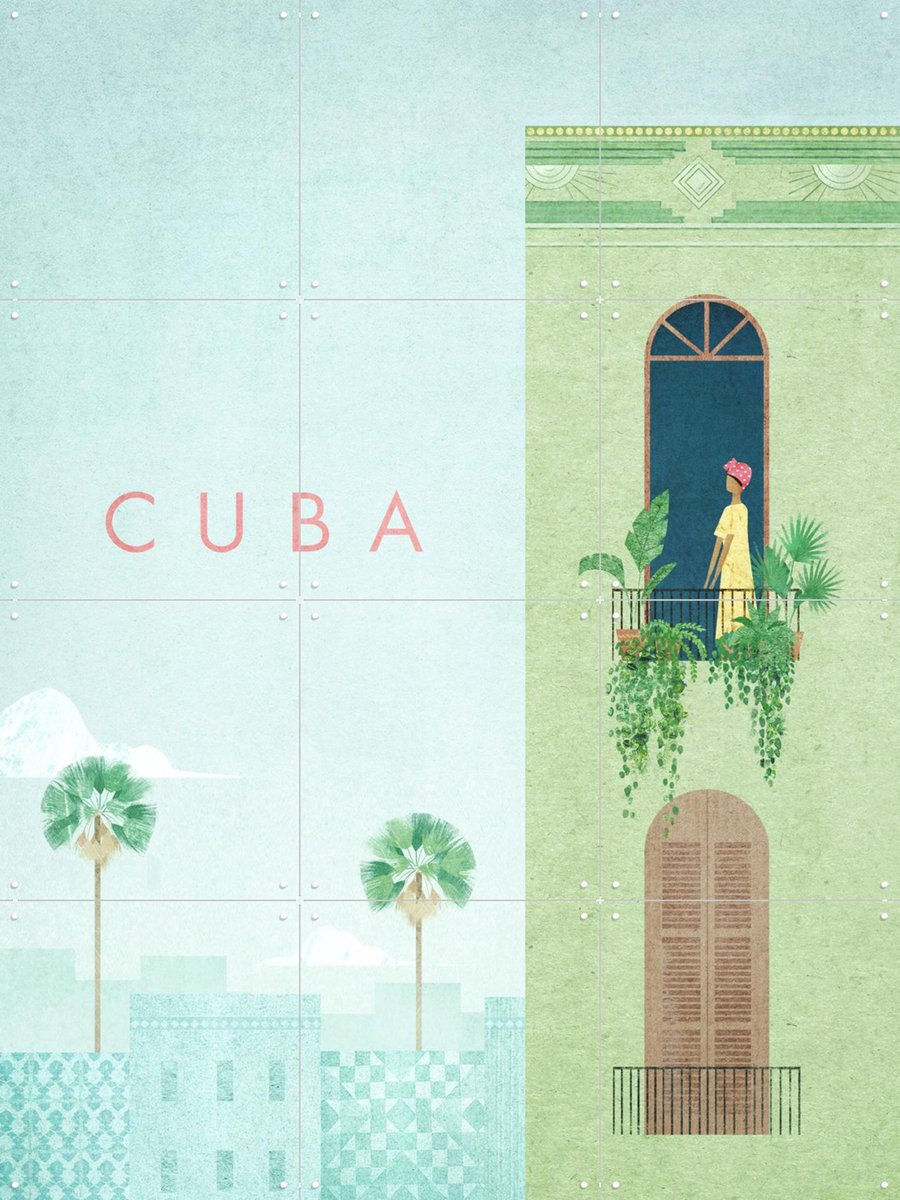 IXXI Cuba, Henry Rivers - 60 x 80 cm - Gratis ophangtool - Grote wanddecoratie en posters - Illustraties, Kleurrijk,