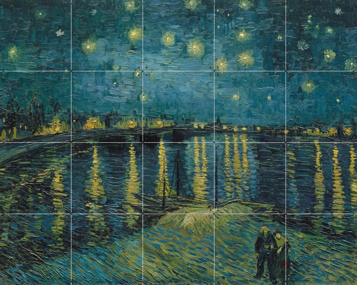 IXXI Sterrennacht boven de Rhône, Vincent van Gogh (1853 - 1890) & Bridgeman Images - 100 x 80 cm - Gratis ophangtool - Grote wanddecoratie en posters