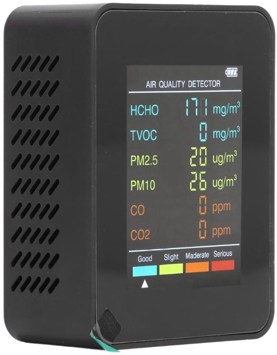 NBAP® Fijnstofmeter - Luchtkwaliteitsmeter voor Binnen - Co2 Meter - Zwart