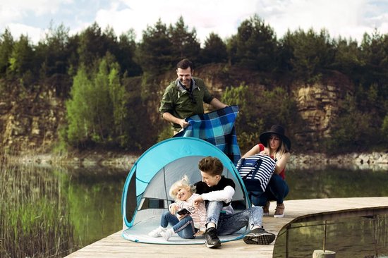 Stratus Strandschelptent - 195 x 100 x 85 cm - Polyester - UV-bescherming - Glasvezelstangen - Pop-up-functie - Waterdichte bodem - Draagtas van Stratus — afbeelding 3
