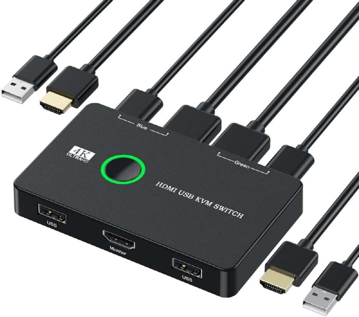 KVM Schakelaar - Dubbele PC Selector - Productiviteit Verhogen - 4K 60Hz HDMI - 10x10x1 cm